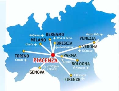 Piacenza: cartina dei collegamenti