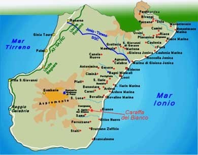 cartina geografica: Caraffa del Bianco nella Locride